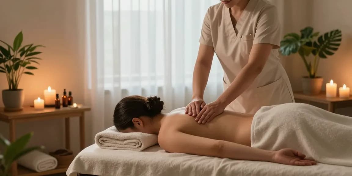 마사지 테라피 환경에서 편안한 스웨디시 마사지 장면.