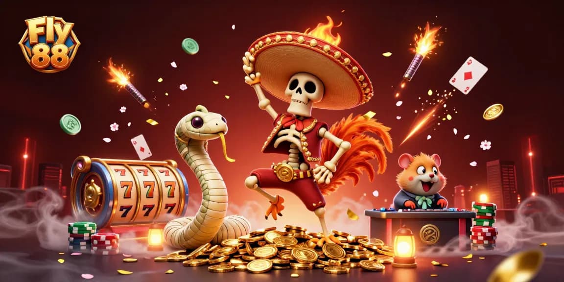 Engage in thrilling gameplay at Fly 88 with vibrant casino elements and animated characters.