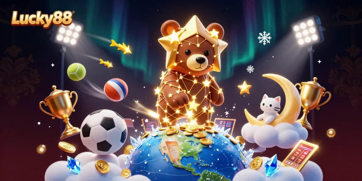Experience the thrilling world of Lucky88 with vibrant casino elements and engaging characters.