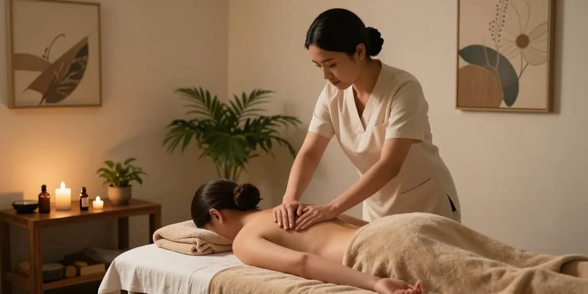 천안 스웨디시 마사지를 받는 모습과 아늑한 마사지 룸