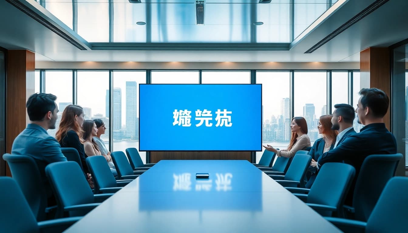 에볼루션을 주제로 한 현대적인 회의실에서의 비즈니스 미팅 모습