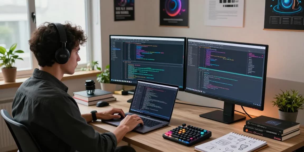 Developer coding in a modern workspace while preparing for WPS Download.