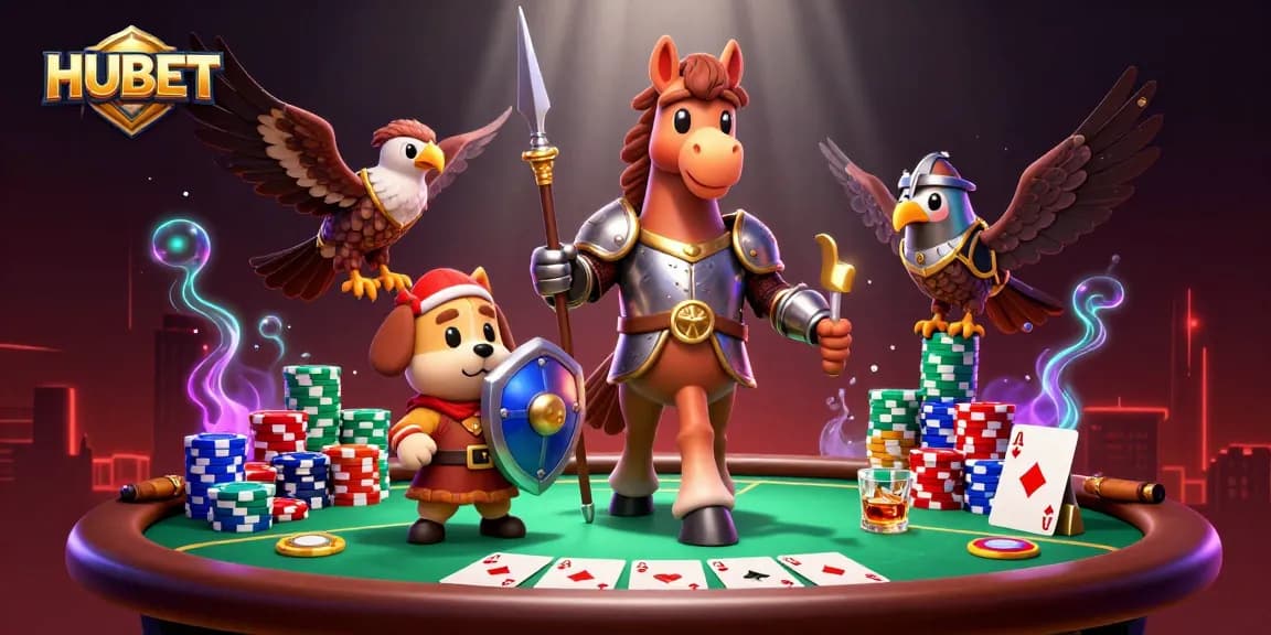 Engage in HUBET's exciting gaming universe with medieval characters and casino elements.