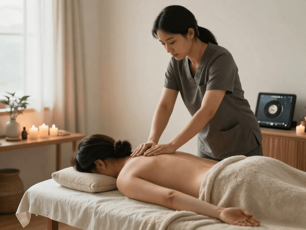 Experience calming 영등포출장안마 in a serene at-home massage setting.
