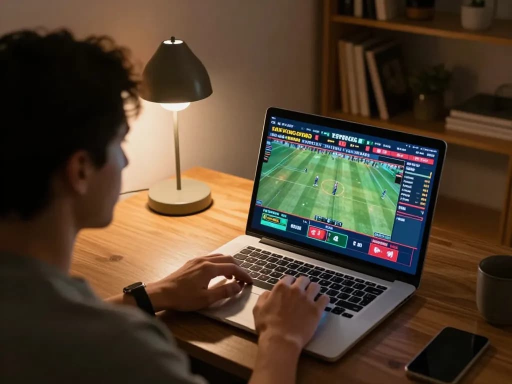 LC88 online player engaged in a thrilling sports betting session from home