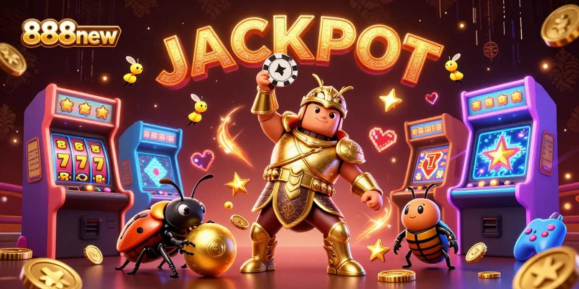Join the excitement at 888new with a triumphant hercules beetle and vibrant casino fun!