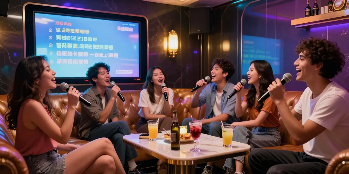 강남가라오케에서 친구들과 즐거운 노래의 밤을 만끽하는 모습