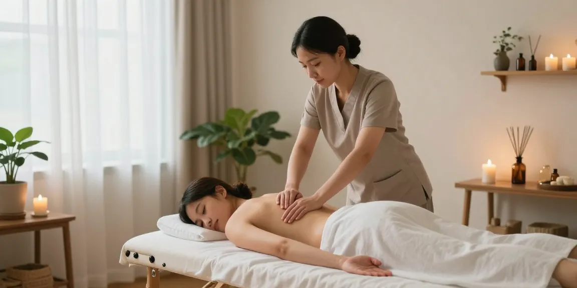 관악구출장안마에서 편안한 마사지 중인 고객과 테라피스트 모습