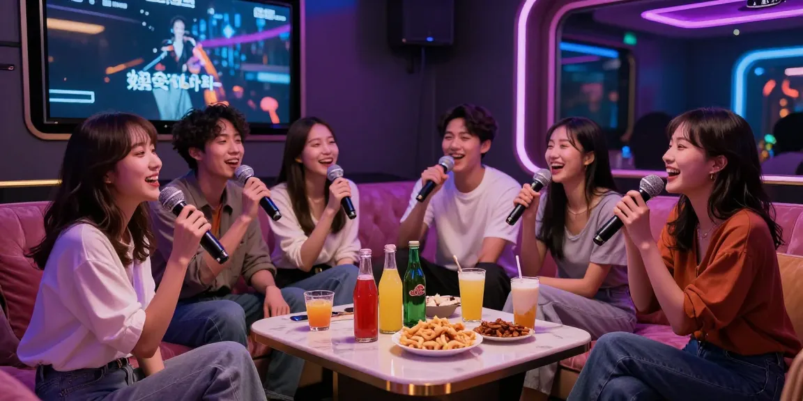 강남가라오케에서 친구들과 즐거운 시간을 보내는 모습과 프라이빗한 분위기