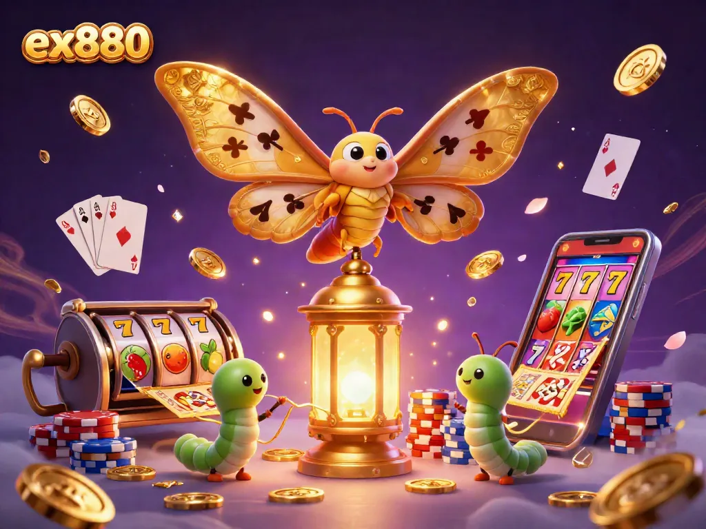 Play exciting slots with the ex880 electric dirtbike illustration featuring vibrant casino elements and golden treasures.