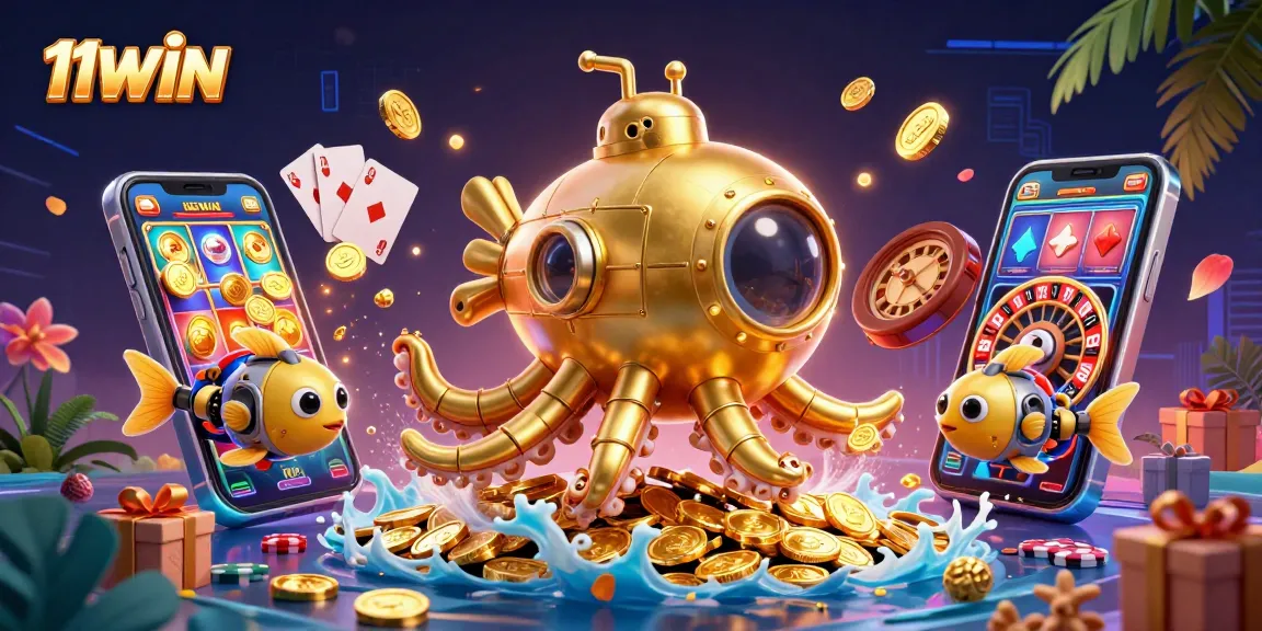Experience winning wins at 11WIN with colorful slots, golden coins, and engaging gameplay.