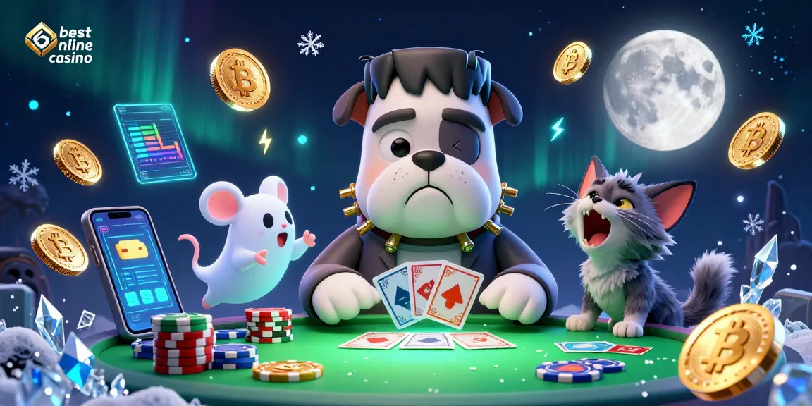 Experience exciting gaming action at the best online casino with vibrant characters and dynamic crypto elements.