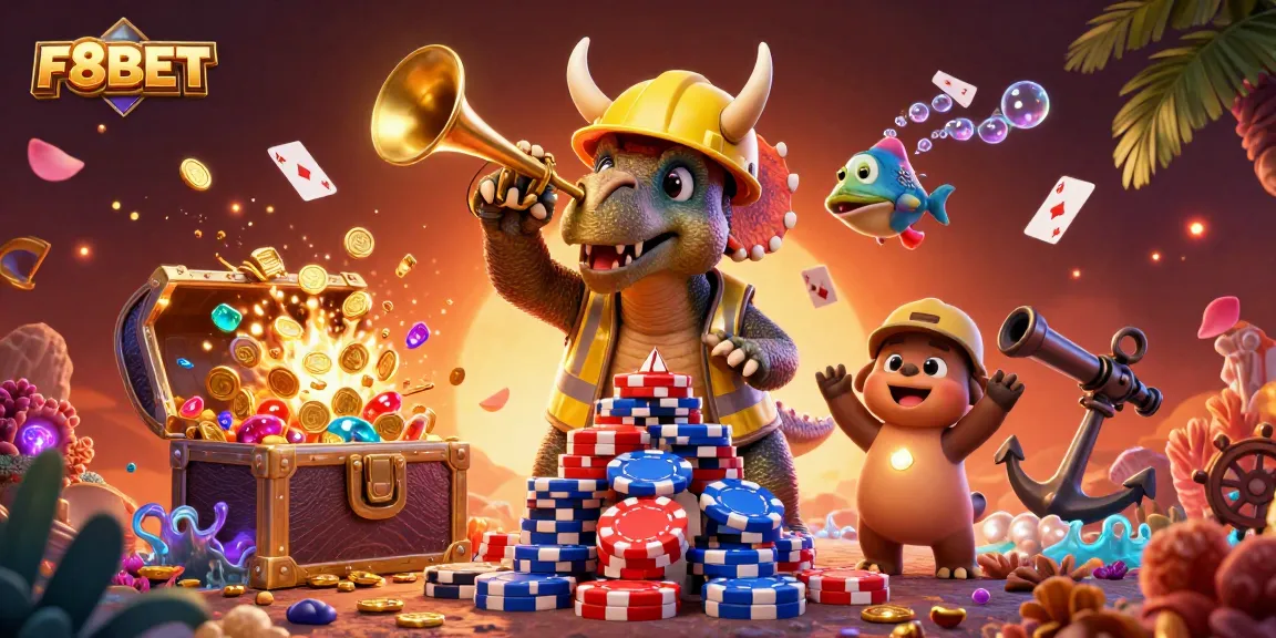 Experience thrilling moments at F8BET with vibrant 3D casino action featuring joyful characters celebrating wins.