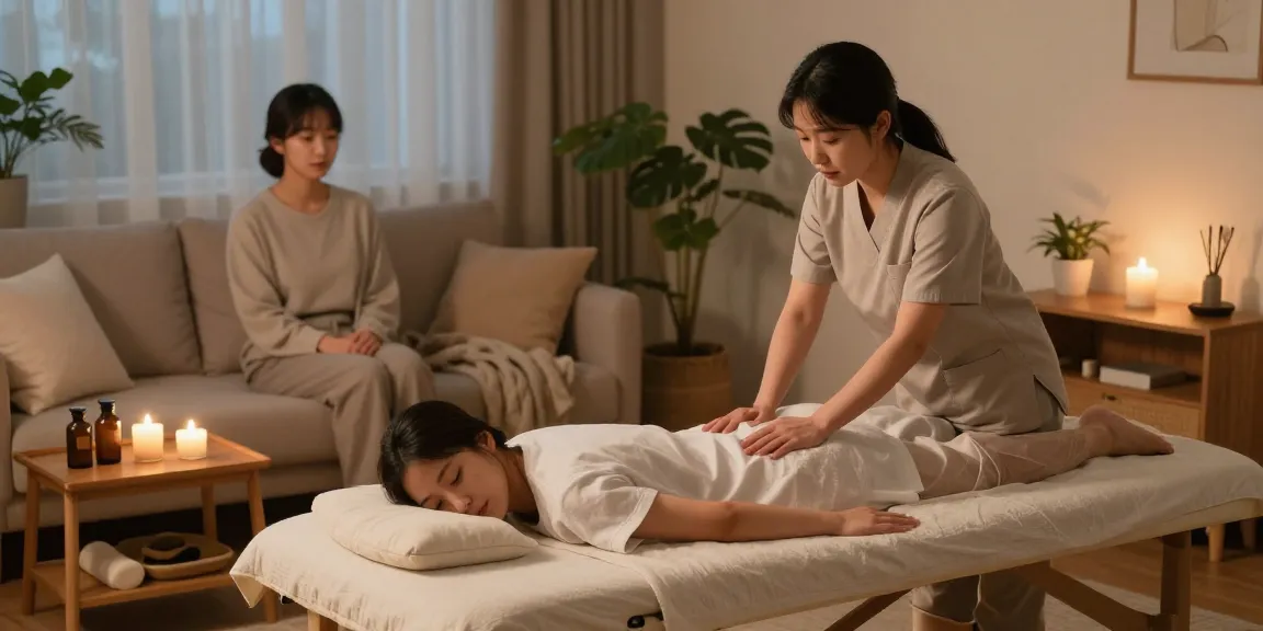 서울출장안마 premium home massage service in a serene living room.